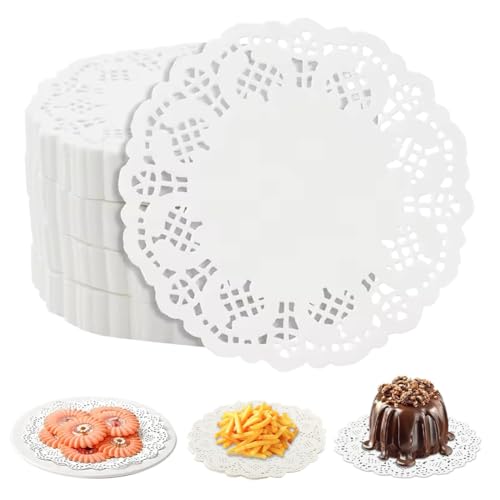 GNALIA Napperon Papier Dentelle Blanc, 150 Pièces 11.5Cm 4.5 Rond Pour Mariage, Anniversaire, Gâteaux Et Décoration De Table
