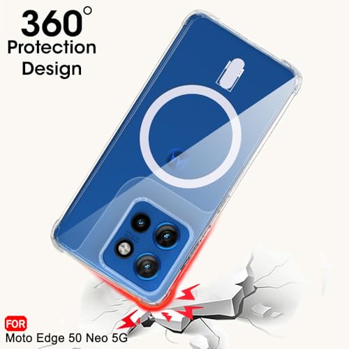 Image of TheGiftKart ShockProof Ultra-Hybrid Back Cover Case for Motorola Moto Edge 50 Neo 5G Compatible with MagSafe | 360 Protection | Crystal Clear Hard Back Cover for Moto Edge 50 Neo (Transparent Bumper)