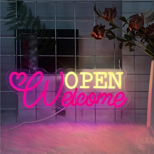 Néon Ouverture et bienvenue pour l'ambiance chaleureuse d'un restaurant