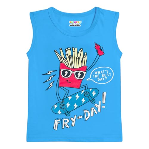 Image of Kuchipoo Boys Sleeveless Regular Fit Cotton T-Shirt