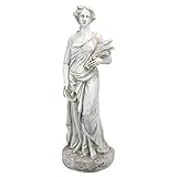 Design Toscano Summer Woman of The Four Seasons Indoor/Outdoor Garden Statue, 11 inches Wide, 33 inches Tall, Cast Stone Resin, Antique Stone Finish