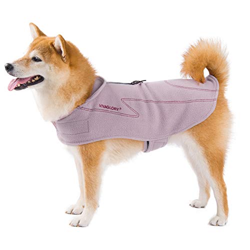 VIVAGLORY Cozywrap Wintermantel Hund, Hundejacke mit Geschirr Öffnung, Fleecejacke Hund Hundejacke, Reflektierend & Verstellbar Fleece Softshell, M, Rosa