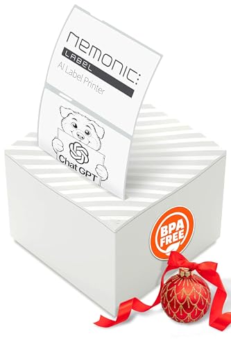 MANGOSLAB Nemonic AI | Label Printer | Sticky Note | Compatible with CHATGPT | Inkless Bluetooth Thermal Label Printer for Small Business | Portable Wireless