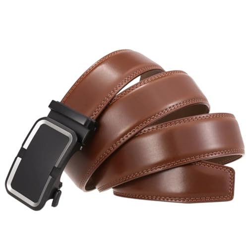 Men's Formal Leather Belt, 3.5Cm Automatic Buckle Work Belt, Box Packaging Dark Brown 1 120cm3