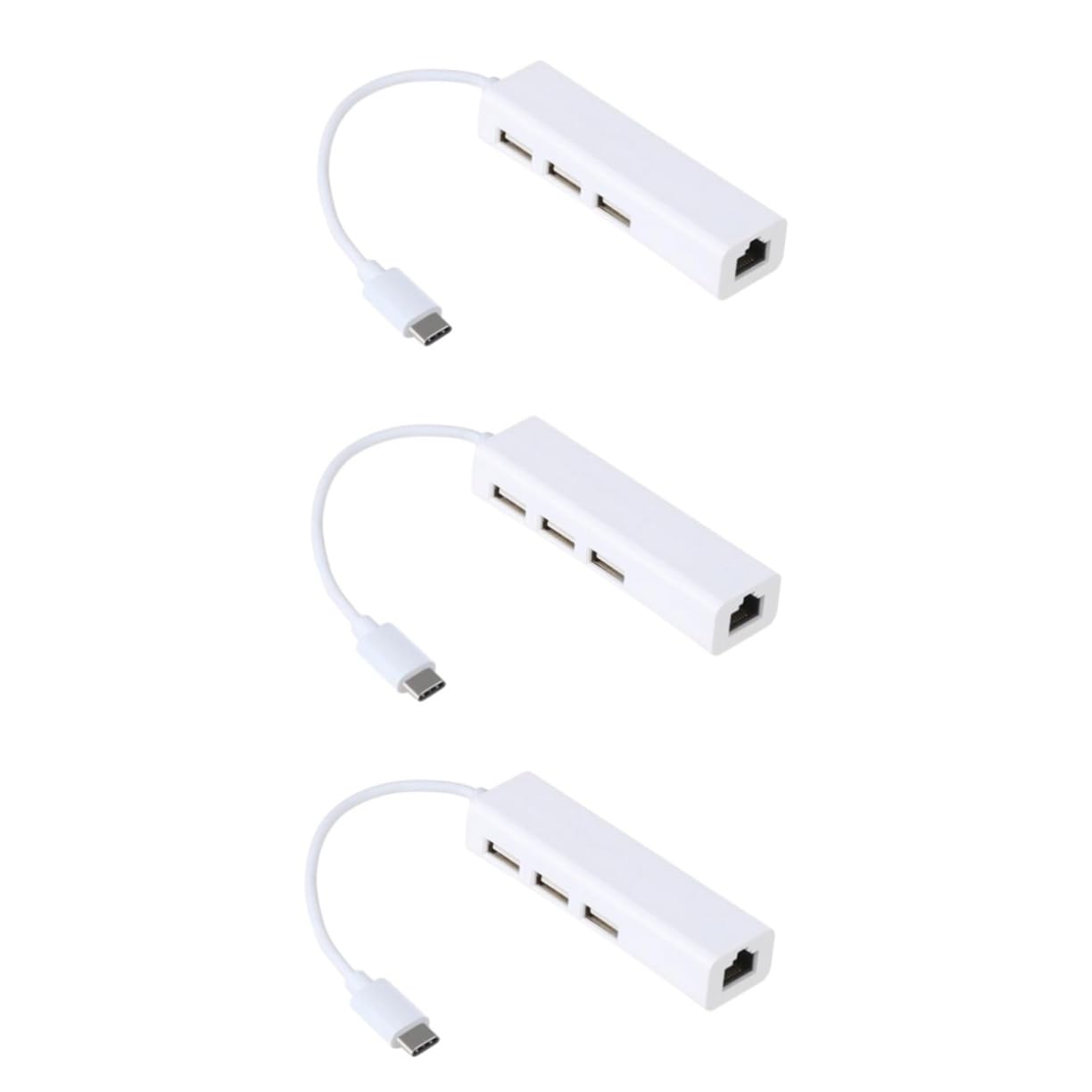 Gadpiparty 3pezzi Hub Ethernet Type-c Con Porte Usb Adattatore Multi-port Per Smartphone e Laptop Connessione Stabile Supporto Otg Per Mouse e Tastiera Per Gaming e Trasferimento