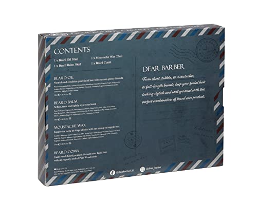 Dear Barber BEARD CARE ESSENTIALS Gift Set for Men – Includes Beard Oil 30ml, Beard Balm 30ml, Moustache Wax 25ml & Pear Wood Beard Comb - Beard Grooming Kit - Image 4