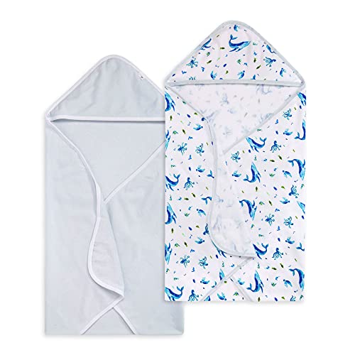 Image of Burt's Bees Baby - Hooded Towels, Absorbent Knit Terry, Super Soft Single Ply, 100% Organic Cotton