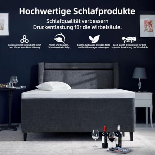 Topper 140x200cm Gel Matratzen Topper H2&H3 6cm Hoch Kaltschaum Matratzentopper aus Bequemem Gelschaum, Abnehmbarem Bezug, ÖEko-TEX®, Certipur-US, Reach Zertifiziert (140x200x6) – Bild 6