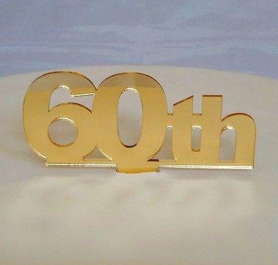 60th Celebration Cake Topper - Gold Mirror, 15 cm