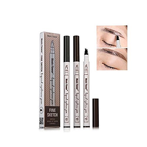 Eyebrow Pencil Waterproof Fork Tip Eyebrow Tattoo Pen 4 Head Fine Sketch Liquid Eyebrow Enhancer Dye Tint Pen