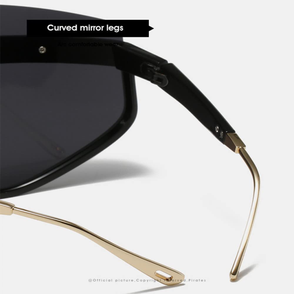 Jednoczęściowe okulary przeciwsłoneczne dla kobiet w stylu Vintage Oversize pół ramki w paski okulary przeciwsłoneczne męskie odcienie szampańskiej czerni