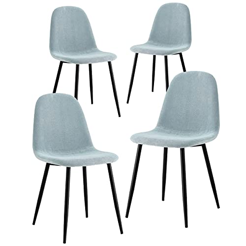Brigros WeHome - Set da 4 sedie in tessuto Bella, gambe in metallo e seduta in tessuto, adatte per casa, sala da cucina, salotto, sale da attesa, uffici, bar (Cedro, Metallo - Tessuto)