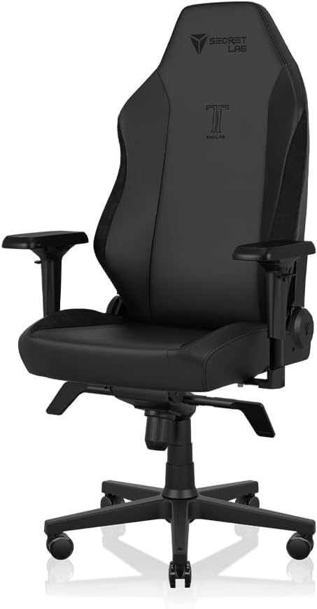 SecretlabTitan Evo Lite in Black Prime 2.0 Leatherette Gaming Chair - Reclining - Ergonomic & Heavy Duty Computer Chair with 4D Armrests & Lumbar Support - Black