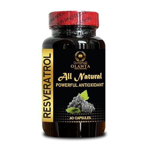 RESVERATROL Extract - All Natural resveratrol, Natural resveratrol antioxidant Supplement, Pure Resveratrol Supplement, Antioxidant for Healthy Aging - 1 Bottle 60 Capsules