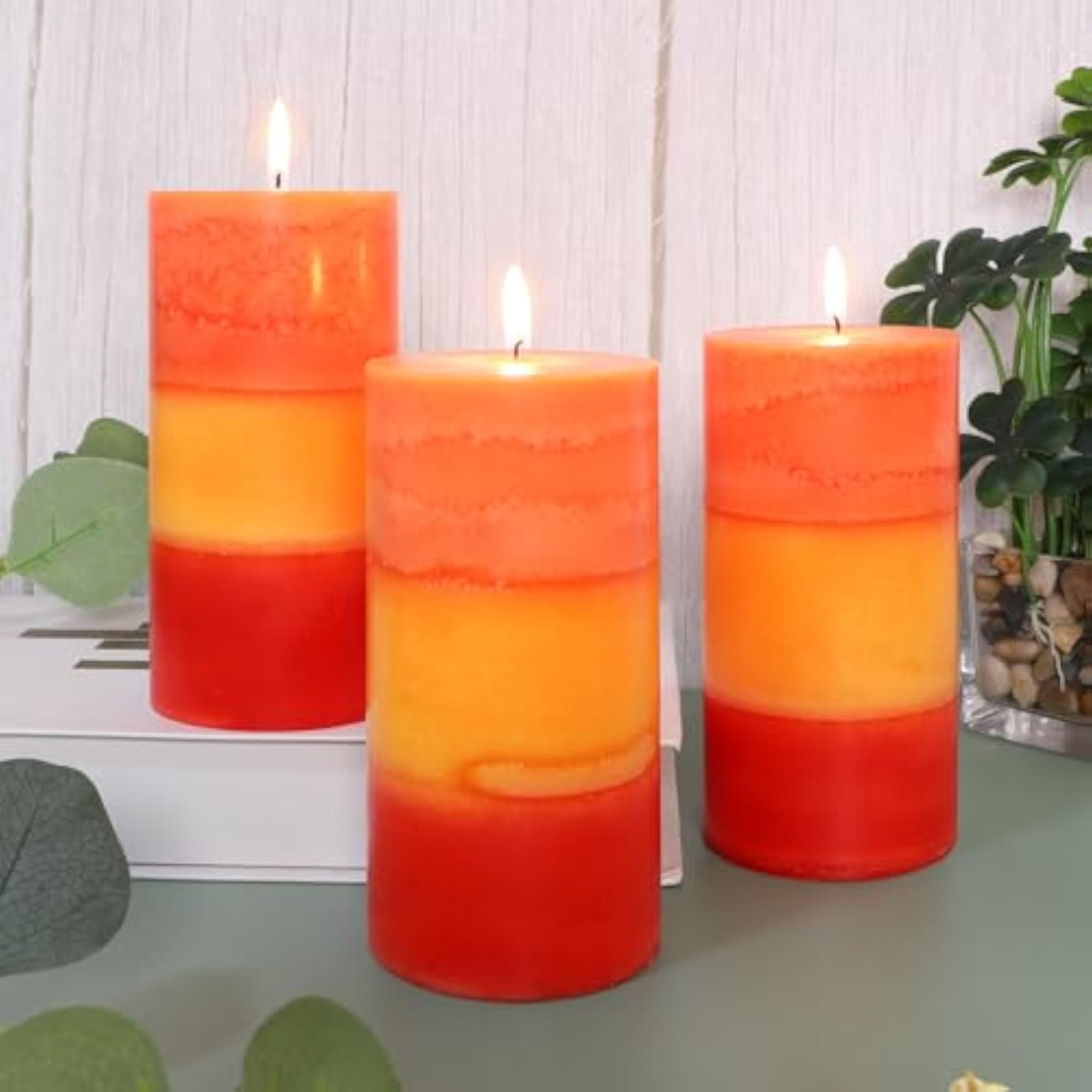 Pumpkin Scented Pillar Candles, 3 * 6