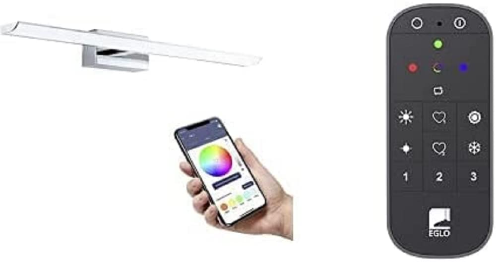 EGLO connect.z Smart-Home LED Spiegelleuchte Tabiano-Z, L 60,5 cm, inkl. Fernbedienung, Sprachsteuerung Alexa, Lichtfarbe einstellbar (warmweiß-kaltweiß), RGB, dimmbar, Bad Wandlampe, IP44