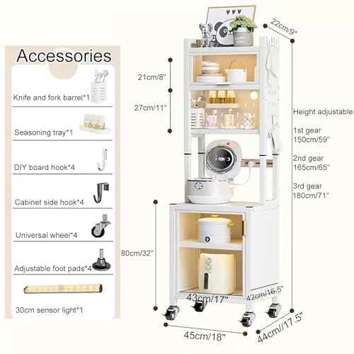Meuble bar à café avec support micro-ondes et roulettes