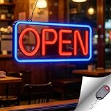 FITNATE Neon Sign, Superhell Open Neon schild, 55 x 25 cm mit EU Stecker, 3 Beleuchtungsmodus Neon Leuchtreklame, Neon Light für Bar, Party, Leuchtschild