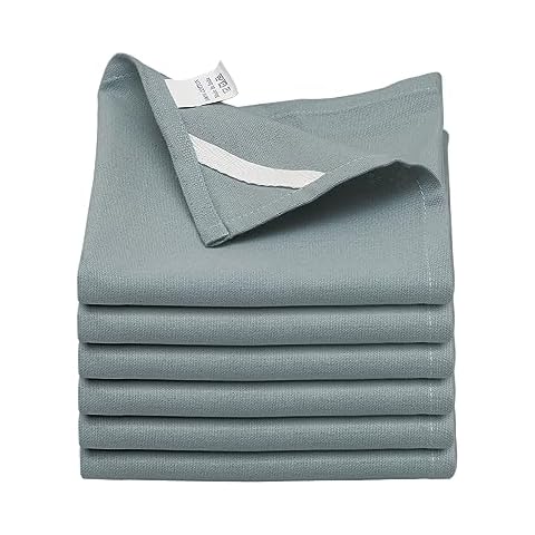 WHITEWRAP Kitchen Towels | Cotton Dish Towels for Drying Dishes| Absorbent Kitchen Dish Towels, Dish Cloths| Tea Towels for Embroidery for Easter|18"x28" Solid Sea Foam Green Towels 6-Pack Cover