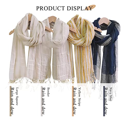 Flax Linen Scarf For Women Men Plaid Striped Print Lightweight Breathable Scarves Warm Stole Wrap Sunscreen Shawl3