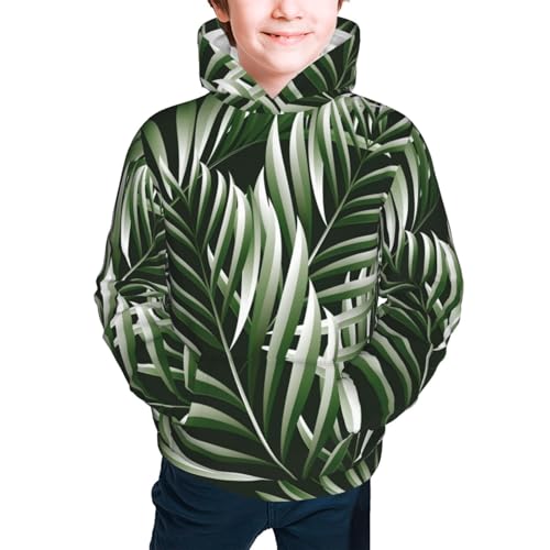Tropical Palm Leaves1 Kid Hoodies Boys Sweatshirts Girls Pullover with Pocket3