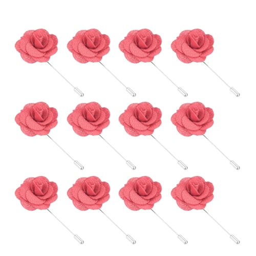 Image of PATIKIL Flower Boutonnieres Pin, Handmade Camellia Lapel Pin for Men Women Suit Wedding Graduation Anniversary Brooch Outfit Accessories