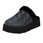 GUESS Women's Danikas Slipper, Black Denim Rhinestone Logo 002, 7