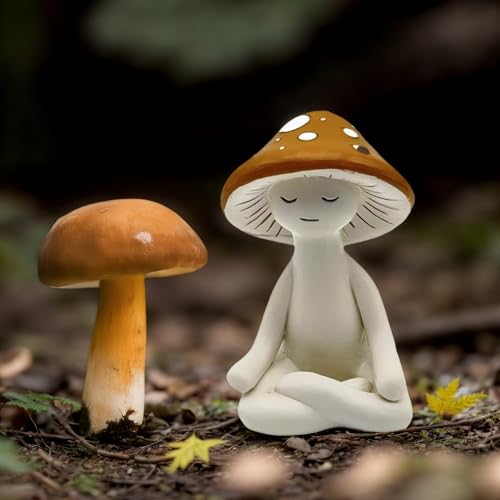 Estatua meditación seta de resina pequeña 5 cm miniatura 3