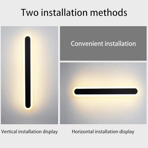 Luz de pared larga en aluminio negro con acabado minimalista de 3000K 4