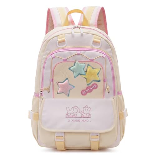 Kawaii Star Y2K Backpack for Girls Teen Women High School Student Daypack for Travel Casual Bookbag (Yellow)