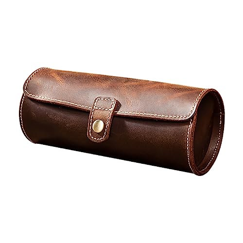 VANZACK Scatola Espositiva per Orologi in Naturale Set da 3 Pezzi Chiusura a Bottone, Custodia Porta Orologi Rotonda, Organizer Portatile per Viaggi e Conservazione