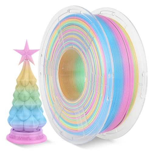Image of SUNLU PLA Rainbow Filament, Multicolor 3D Printer Filament, Smooth Color Change, Color Change Each 8 Meters, Suitable for Christmas Decoration, 1kg 330 Meters, PLA Rainbow (Yellow-Green-Blue-Pink)
