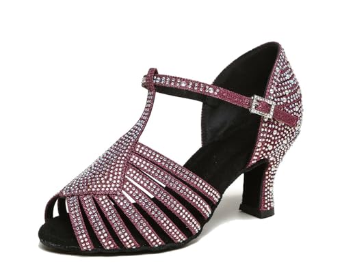 Chaussures de danse en strass de haute qualité Al558 Violet Talon 7cm