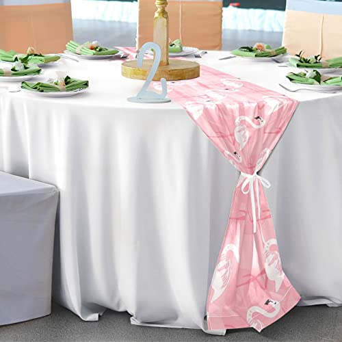 Flamingos Chiffon Table Runner Rustic Sheer Table Decor Romantic Wedding Decorations Holiday Table Runner For Home Shower Table Decoration, 108 Inches Long #TOP5