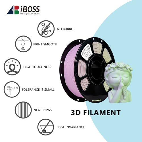 Image of iBOSS Matte PLA Plus 3D Printer Filament - Dual Color Green Purple Filament, Smooth Finish Color Change 3D Printing Filament 1.75mm, 1KG /2.2lb for Most FDM 3D Printers