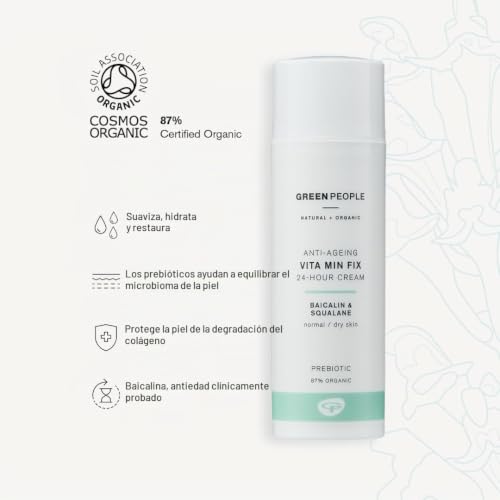 Crema de 24 Horas Green People libre de parabenos que restaura la piel seca 4