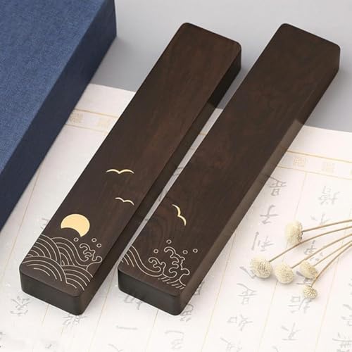 FiveLn 原木の文鎮 実木製文鎮 黒檀文鎮 2本組 書道用 文房具 書道 練習用 ギフトボックス 贈り物 (A20cm)
