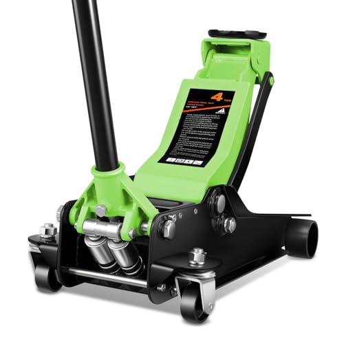 Auto Dynasty 4 Ton Low Profile Floor Jack, Heavy Duty Steel Hydraulic Car Jack with Dual Pistons Quick Lift Pump, Hydraulic Racing Floor Jack, Lifting Range 4.5' to 20', Green