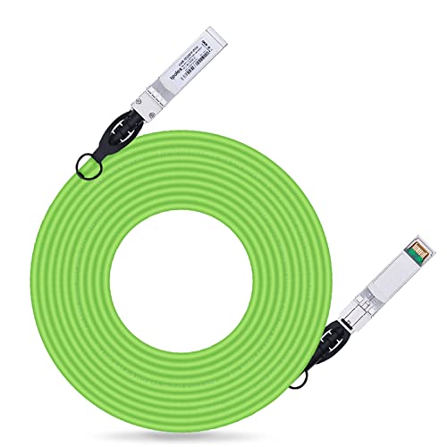Image of ipolex Colored 10G SFP+ Twinax Cable, Direct Attach Copper(DAC) Passive Cable, 7m (22.97ft) in Green, for Cisco SFP-H10GB-CU7M, Meraki, Ubiquit, Mikrotik, Intel, Fortinet, Netgear and More