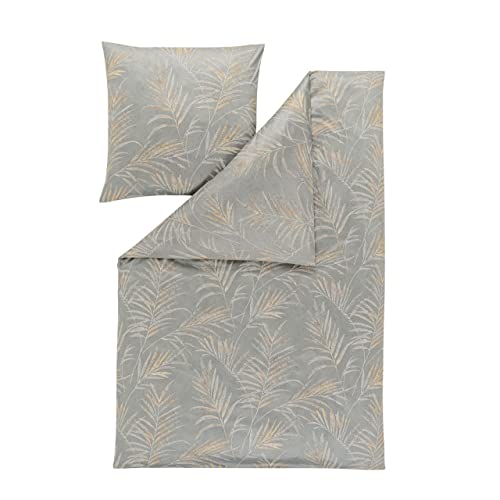 ESTELLA Bettwäsche Keno | Khaki | 135x200 + 80x80 cm | bügelfreie...