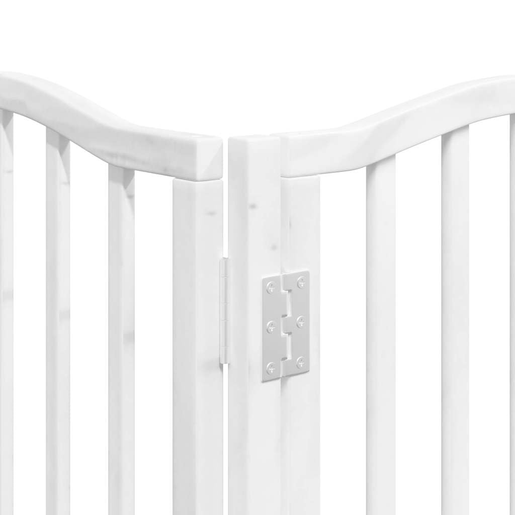 9-TLG. Puerta para perros de madera de álamo blanca de 450 cm, plegable con puerta, independiente y portátil, ideal como barrera para perros, cachorros, jardín, interior, exterior, protección y