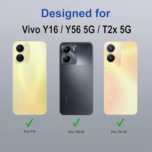 Image of for Vivo Y16 / Vivo Y56 5G / Vivo T2x 5G Flip Cover Leather Finish | Inside TPU with Card Pockets | Wallet Stand | Complete Protection Flip Case Blue