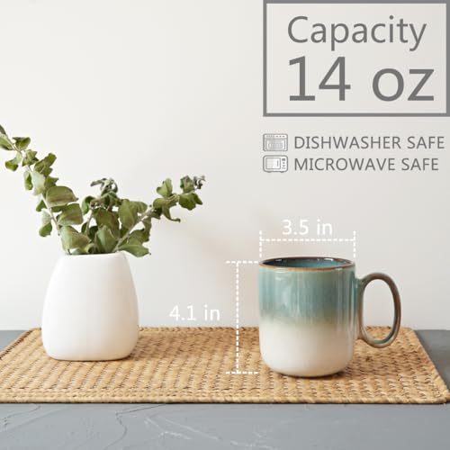 Set de 4 tazas de cerámica para café 14 oz con asa grande miniatura 2