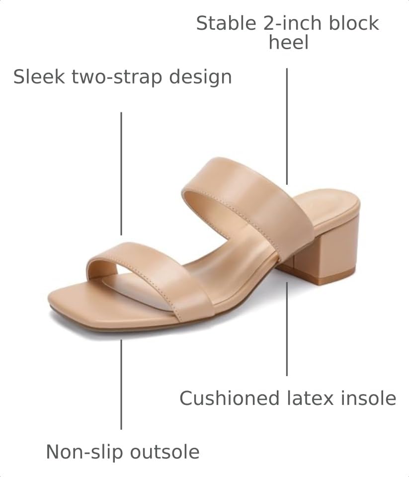 Image of DOBOLIN Two Strap Women's Heels 2-Inch Dressy Sandals Wide Feet Friendly