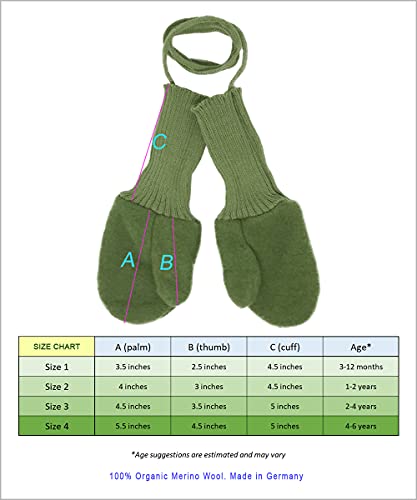 Image of Toddler and Kids Mittens: Organic Merino Wool Snow Gloves with String