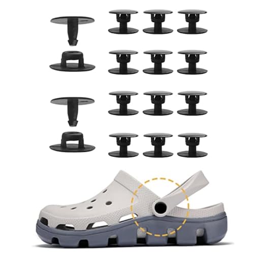 Image of VADDA Clog Strap Replacement Rivets 16mm, Black Shoe Strap Repair Buttons, Clog Shoe Fasteners for Crocs Style Shoes, Sandals & Garden Clogs, Pack of 12