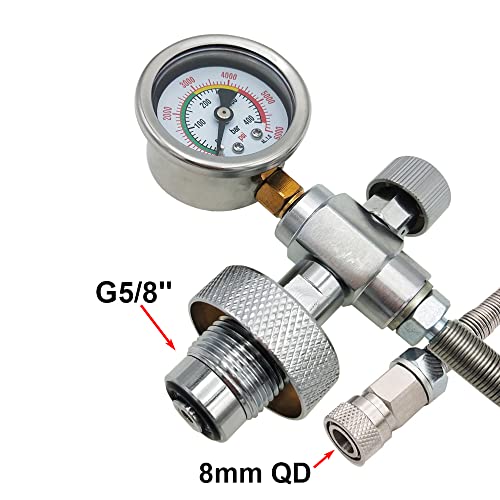 Nothers Paintball PCP Air Gun Rifle Fill Station G5/8" Din Adaptor Refill Charging Adapter for Diving Cylinders w/ 50cm Spring Hose Diving Cylinder Inflation Valve - Image 3