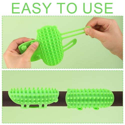 Image of 2pcs Self Cleaning Cat Brush, 2-in-1 Tickling Comb Cat Massage Brush Pet Artifact Adjustable Silicone Kitty Grooming Shedding Brush Cat Corner Scartcher Groomer for Short /Long Hair Cats Dogs (Green)