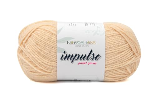 Image of WOAFashions Impulse Hand Knitting & Crochet Yarn, Premium Acrylic, 4 : Medium (Wheat) (100gms / 3.5oz / 200mtr / 218yds)