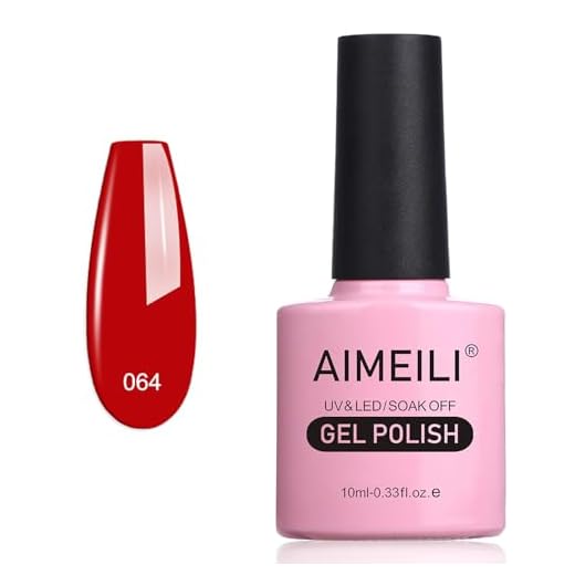 AIMEILI Esmaltes Semipermanentes de Uñas en Gel UV LED, Esmaltes de Uñas Pintauñas Permanente Gel de uñas Semipermanente Soak Off Rojo - Pillar Box Red (064) 10ml
